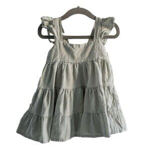 baby girl ruffle strap tiered sage green dress, lightweight  24m Green 100% poly